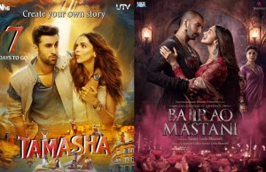 Poster War: Deepika Padukone-Ranveer Singh's Bajirao Mastani VS Deepika Padukone-Ranbir Kapoor's Tamasha