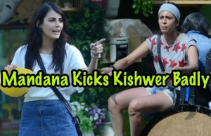 Exclusive Bigg Boss 9 With Salman Khan: Mandana Kicks Kishwer Badly In Stomach!