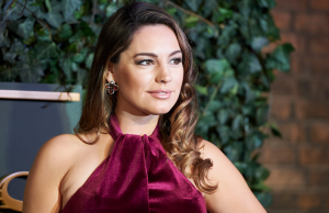 Kelly Brook Faces A Wardrobe Malfunction In Her Velvet Dress
