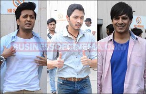Riteish Deshmukh, Vivek Oberoi And Shreyas Talpade Snapped On Great Grand Masti Sets!