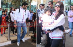 Airport Spotting: Aishwarya Rai, Aaradhya, Abhishek Bachchan Look Adorable In Identical Outfits