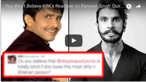 You Won't Believe KRK's Reaction At Ranveer Singh's Quirky Look!