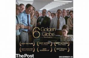 Steven Spielberg's The Post Receives 6 Golden Globe Nominations!